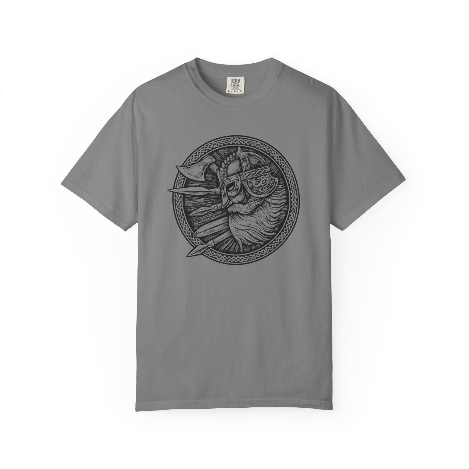 Viking Warrior Shield T-Shirt — Norse Helmet & Axes Illustration - Image 7