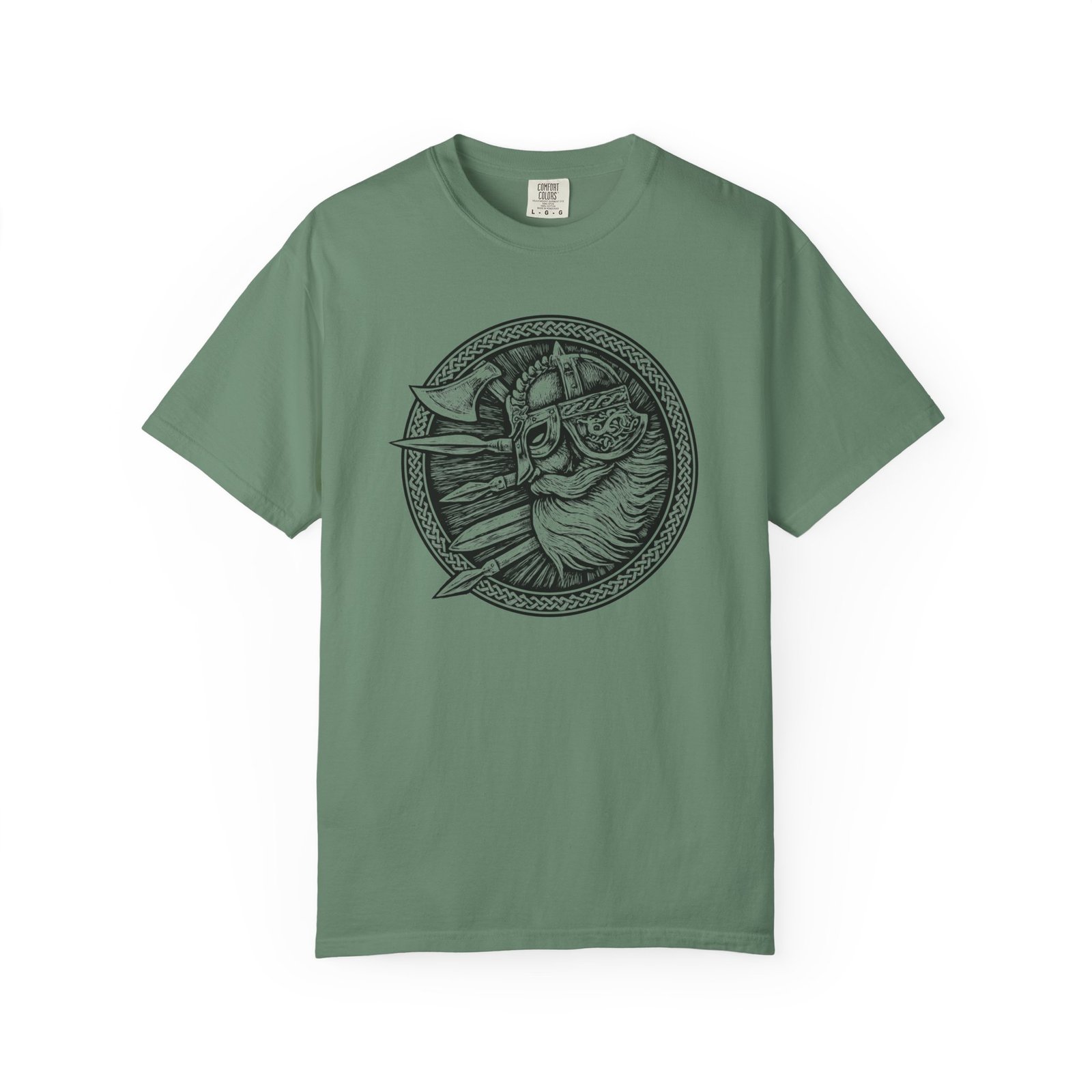 Viking Warrior Shield T-Shirt — Norse Helmet & Axes Illustration - Image 9