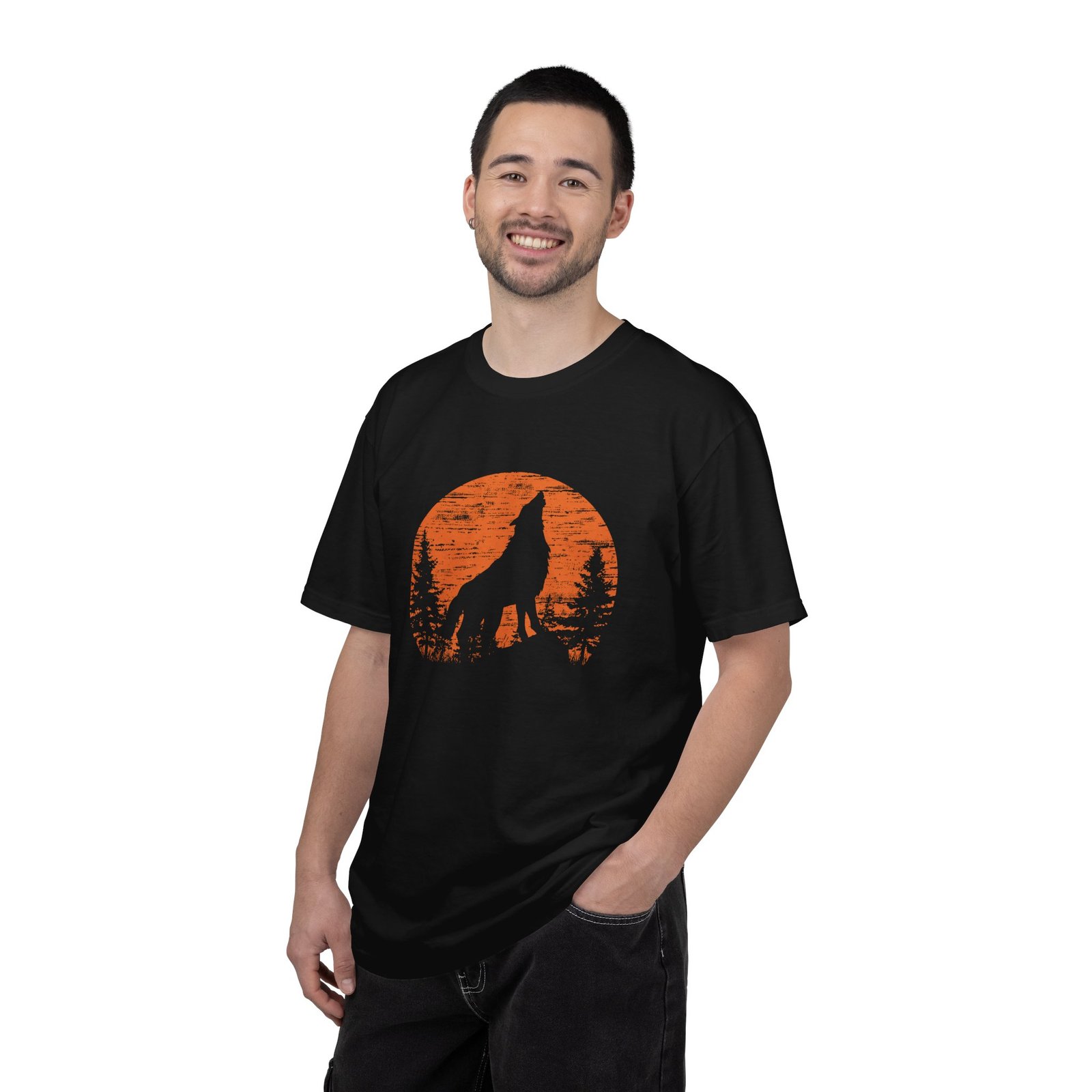 Wolf T Shirt with Wilderness Print - Trendy Casual Clothing for Nature Lovers, Ideal Gift for Hiking and Camping Fans - Image 2